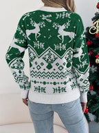 Women Casual Deer Pattern Long Sleeve Pullover Sweater Christmas Edition