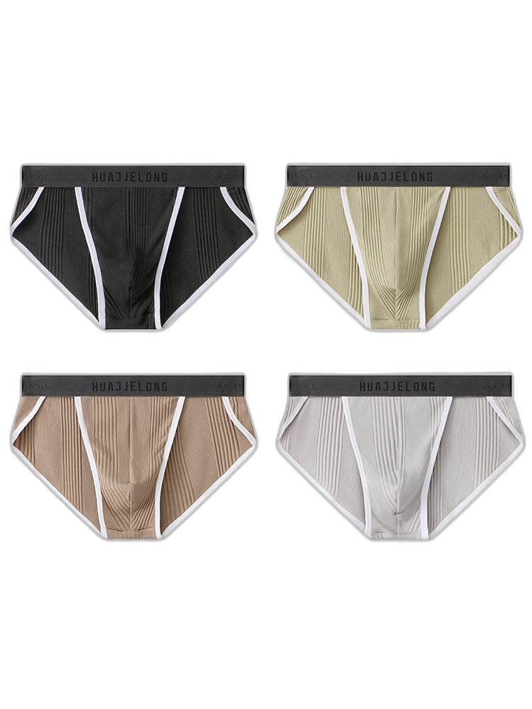 4 Pack Men's Solid Color Cotton Breathable Trendy Briefs