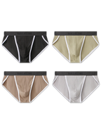4 Pack Men's Solid Color Cotton Breathable Trendy Briefs