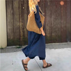 2pcs Long-sleeved Suits Loose V-neck Long Top And High Waist Wide Leg Pants With Pockets Women's Clothing