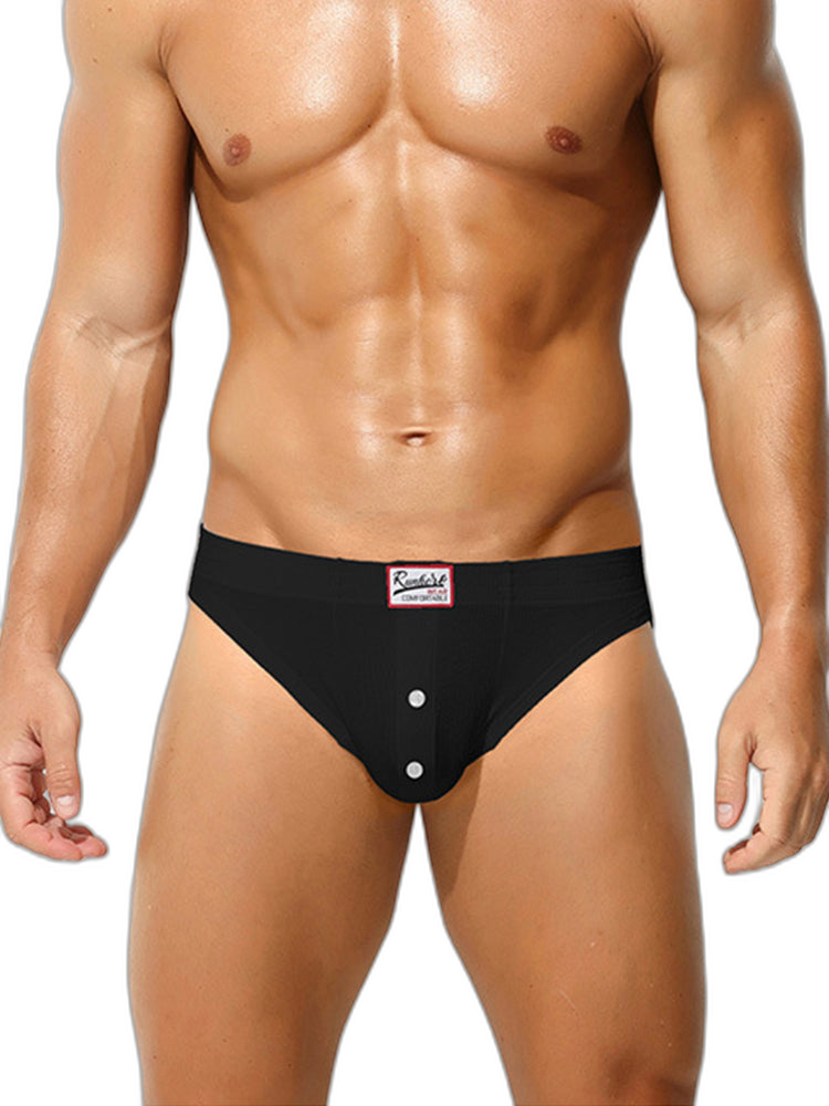 2 Pack Men's Premium Comfortable Fabric Low-Rise U-Shaped Button Fly Briefs