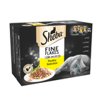 4 X Sheba Fine Flakes Cat Pouch Poultry In Jelly 12X85G