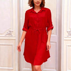 Elegant Dusting Commuter Single-Breasted Multi-Button Solid Color Dress