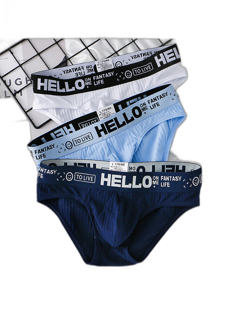 Men's Cotton Ribbed Breathable Briefs with 3D Pouch