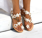 Plus Size Roman Flat Floral Pullover Slippers