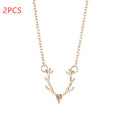 Christmas Small Antlers Deer Head Elk Necklace