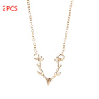Christmas Small Antlers Deer Head Elk Necklace