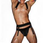 Full Body Elastic Harness with Chains & Jockstrap