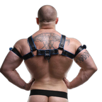 ruff GEAR Double Tone Leather Bulldog Harness Blue Black