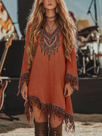 Lace Loose Print Dress Girls