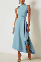 Wedding Guest Party Dress Sage Green Sleeveless Midi Dress