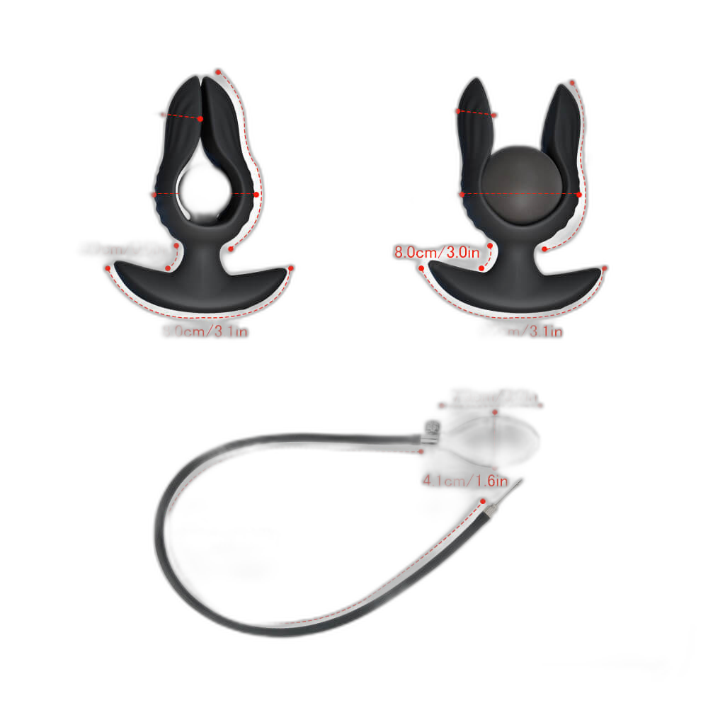 Petal - Inflatable Vibrating Butt Plug - Black Anal Dilator