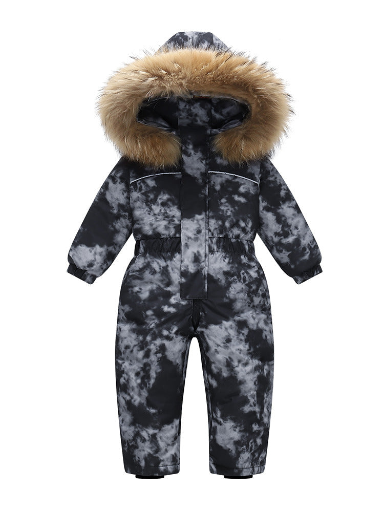New-style Winter Down Jacket Thickened Children's One-piece Ski Suit