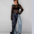 Commuter-style Designer Crew-neck Long-sleeve Blouse