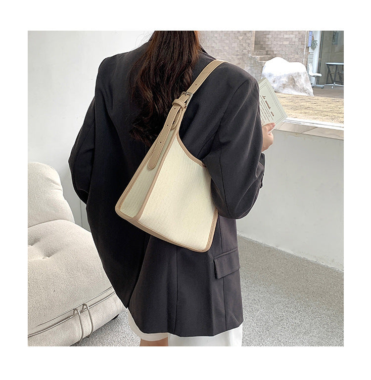Female Summer New Stitching Shoulder Handbag Fashion All-match Niche High Sense Underarm Bag