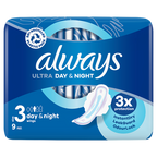 16 x Always Ultra Day & Night Sanitary Towels (Size 3) Wings 9 Pads