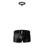 Leather Boxer Briefs with Collar & Leash Set