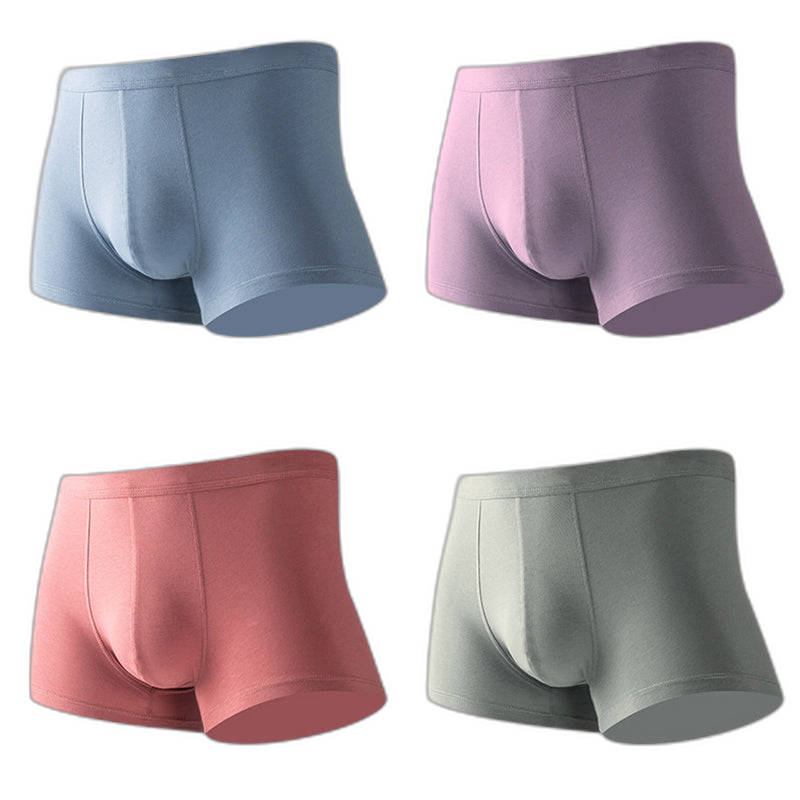 4Pcs Modal Pure Color Thin U Convex Boxer Briefs For Men