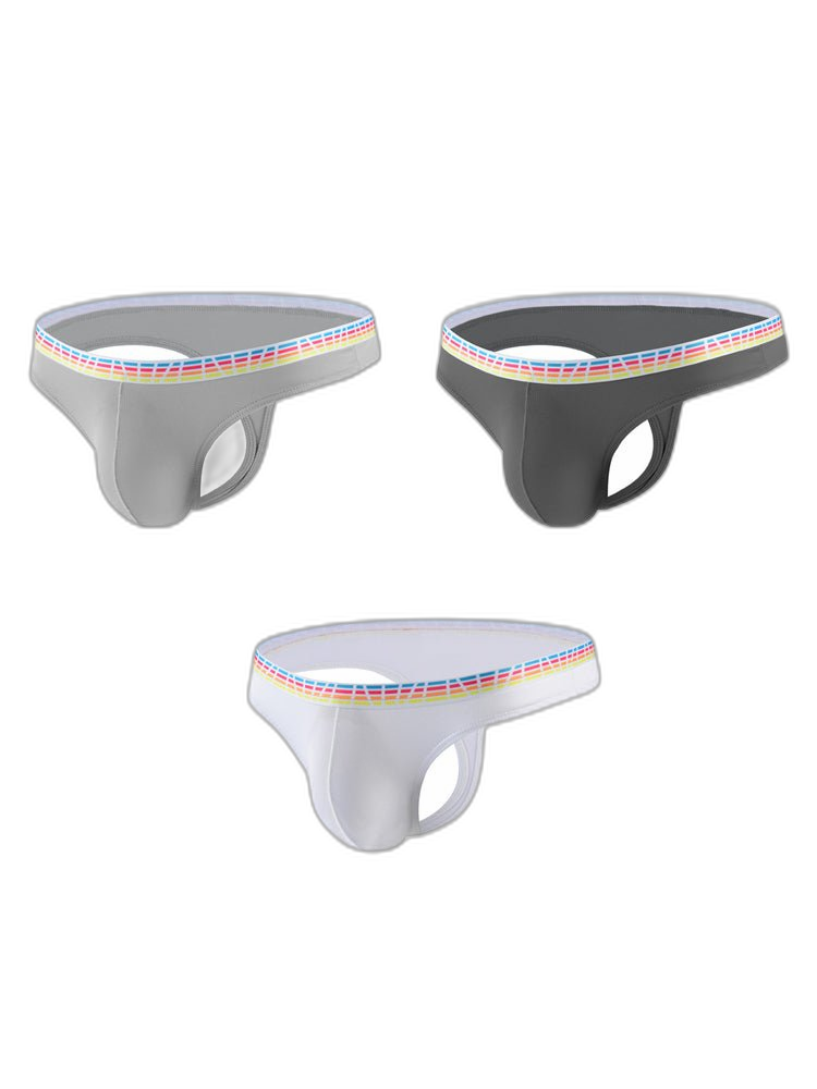 3 Pack Men's Ice Silk Middle-Rise Summer Thongs