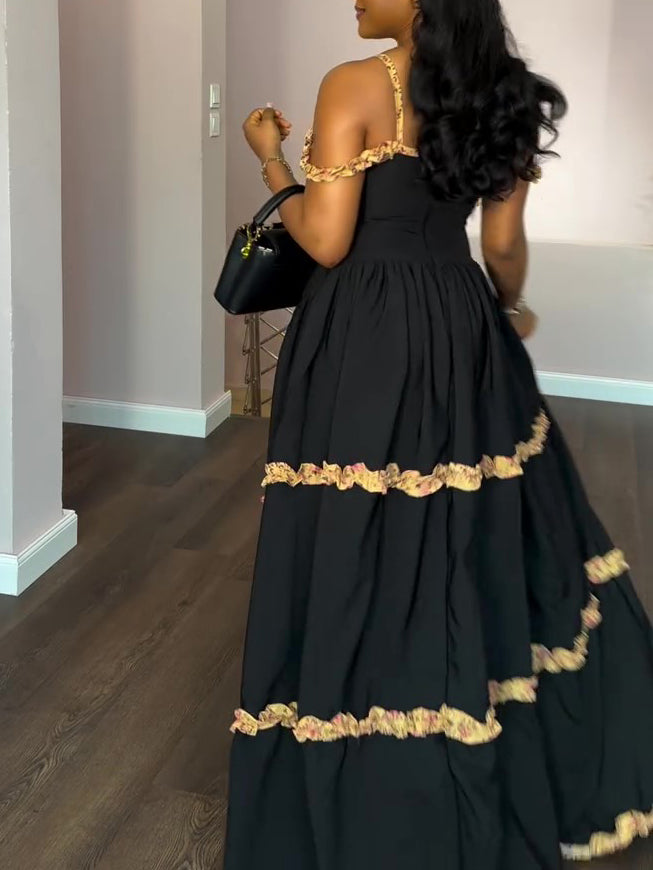 Black Lace Halter Dress