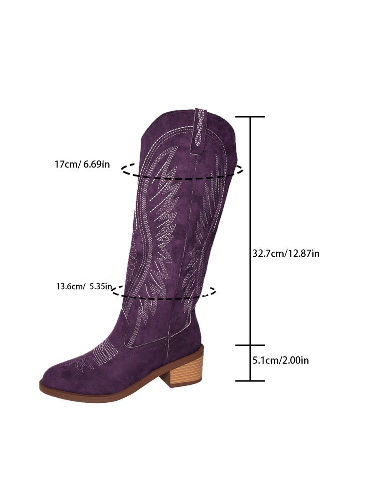 Große Größen Vintage Bestickte V-Schnitt Martin Stiefel für Damen Herbst und Winter