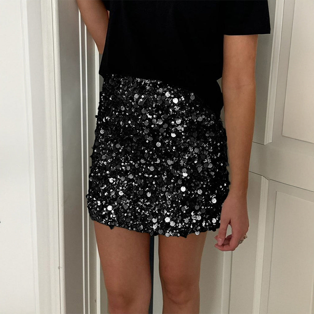 Elegant And Chic With Shiny Trim Bodycon Mini Skirt