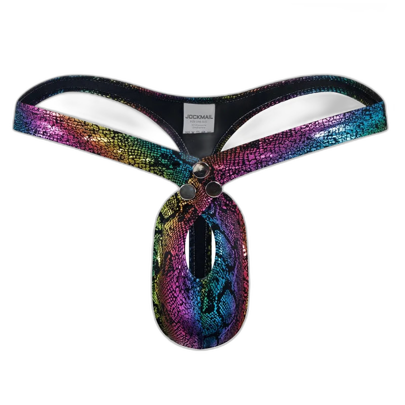 Jockmail Snake-Print Thong Bikini