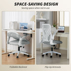 HOMCOM Mesh Office Chair with Foldable Backrest - Light Grey