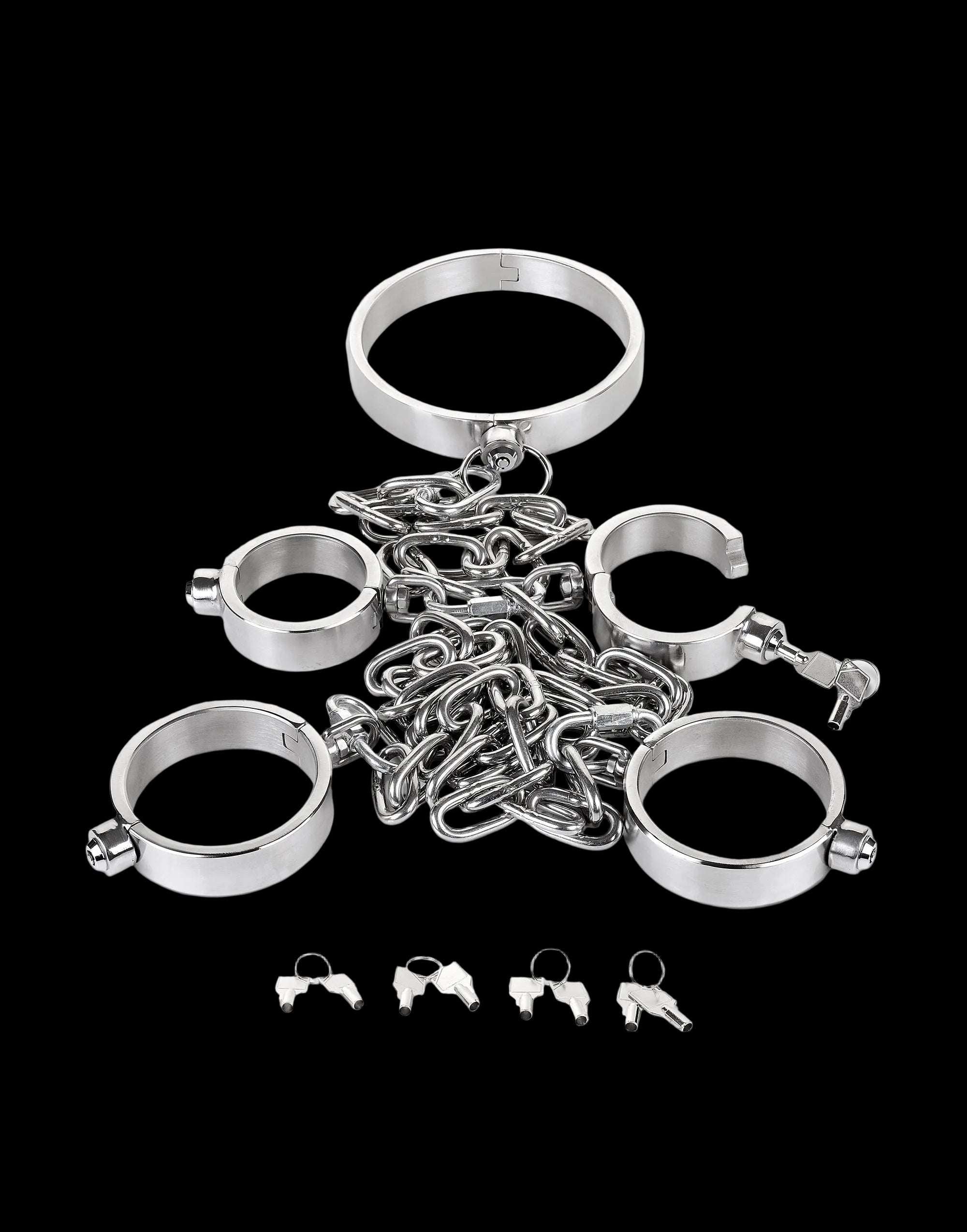 Stainless Steel Neck, Wrist, and Ankle Restraints (Push-Button Lock)
