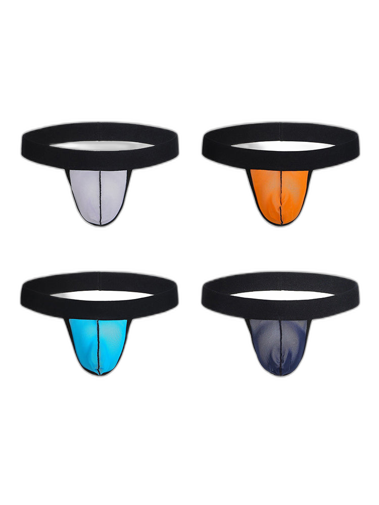 4 Pack Men's Single Pouch Ice Silk Sexy Thong