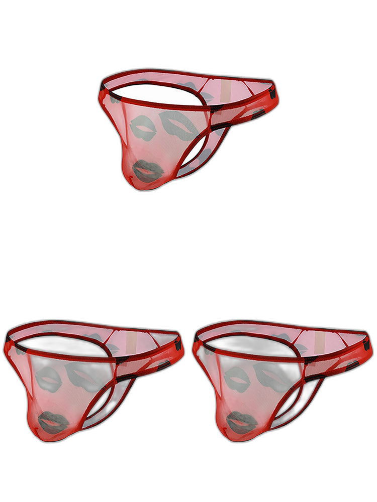 3 Pack Sexy Print Low-rise Thongs for Men