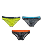 3 Pack Men's Low-Waist Sexy Big Mesh Breathable Transparent Sports Briefs