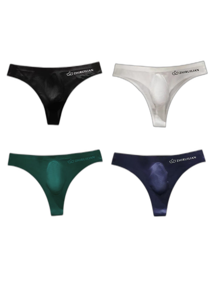 4-pack Men's Sexy Solid Color Letter Seamless Thong