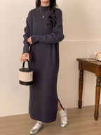 Half Turtleneck Base Knitting Dress Overknee Long
