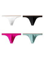 4 Pack Men's Low-Rise Solid Thongs with Reinforced Edging