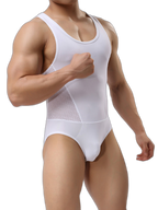 Mens Sexy Sheer Mesh Wrestling Bodysuit