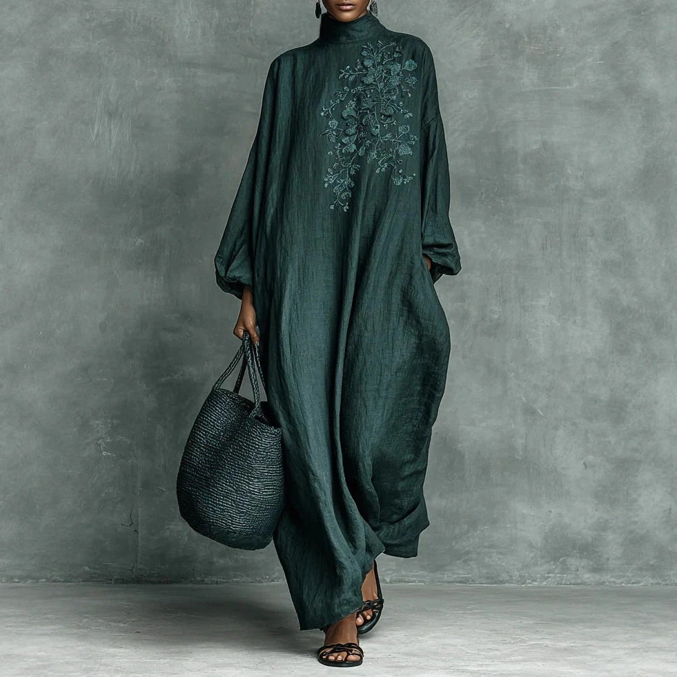 Women's Retro Tea-Party Outfit Cotton-Linen Button-Front Cheongsam Dress