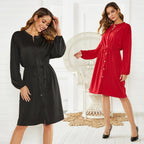 Elastic Cuffs Loose Elastic Belt Cinched Short Dress