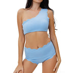 European And American-style Petal-patterned Sexy Off-shoulder High-waist Bikini