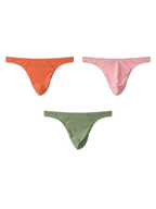 3 Pack Men's Low-Rise Performance Thong - Breathable Mesh & Smooth Fabric