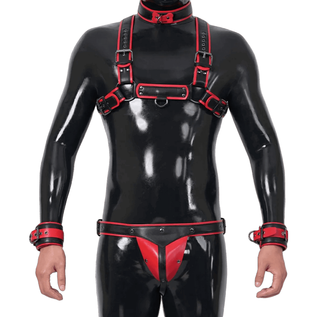 Furrjoi Harness, Cuff, Collar, Lead Underwear Bundle Red