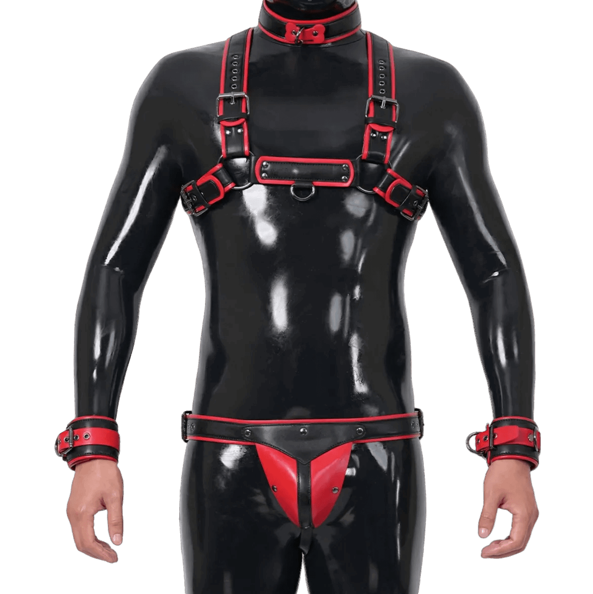 Furrjoi Harness, Cuff, Collar, Lead Underwear Bundle Red
