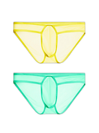 2 Pack Men's Ice Silk Breathable Sexy Low-Rise Anti-Odor Briefs
