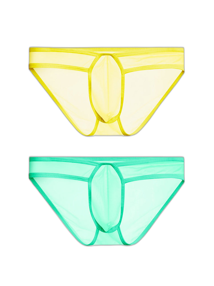 2 Pack Men's Ice Silk Breathable Sexy Low-Rise Anti-Odor Briefs