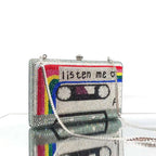 Cassette Tape Clutch Women Crystal Evening Bag