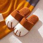 Cat Paw Cartoon Cute Couple Warm Indoor Plush Slippers