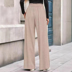 Solid Color Straight-leg Wide-leg Pants Women
