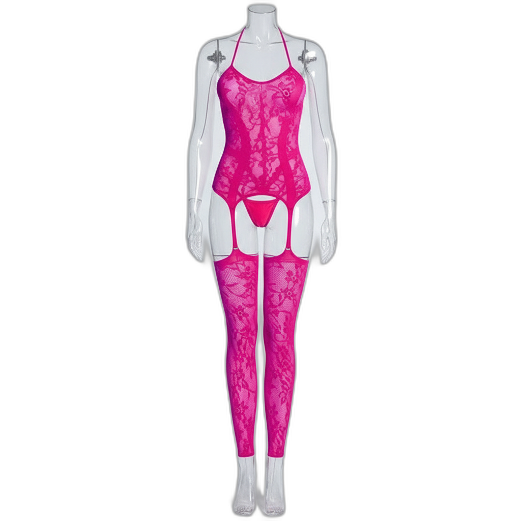 Front And Rear Cutout Mesh Bodysuit Lingerie