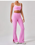 Outdoor Sports Yoga Suits Women's Spaghetti Strap Contrast Color Fitness Set Outfits