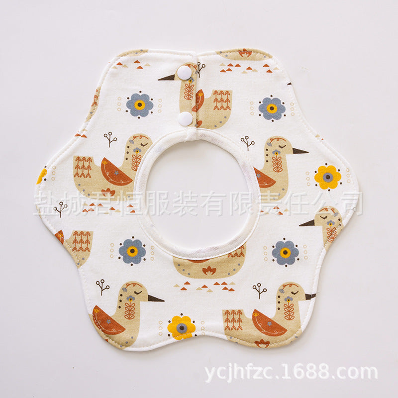 Pure Cotton 360° Rotatable Baby Bib - Petal-Shaped Drool Bib